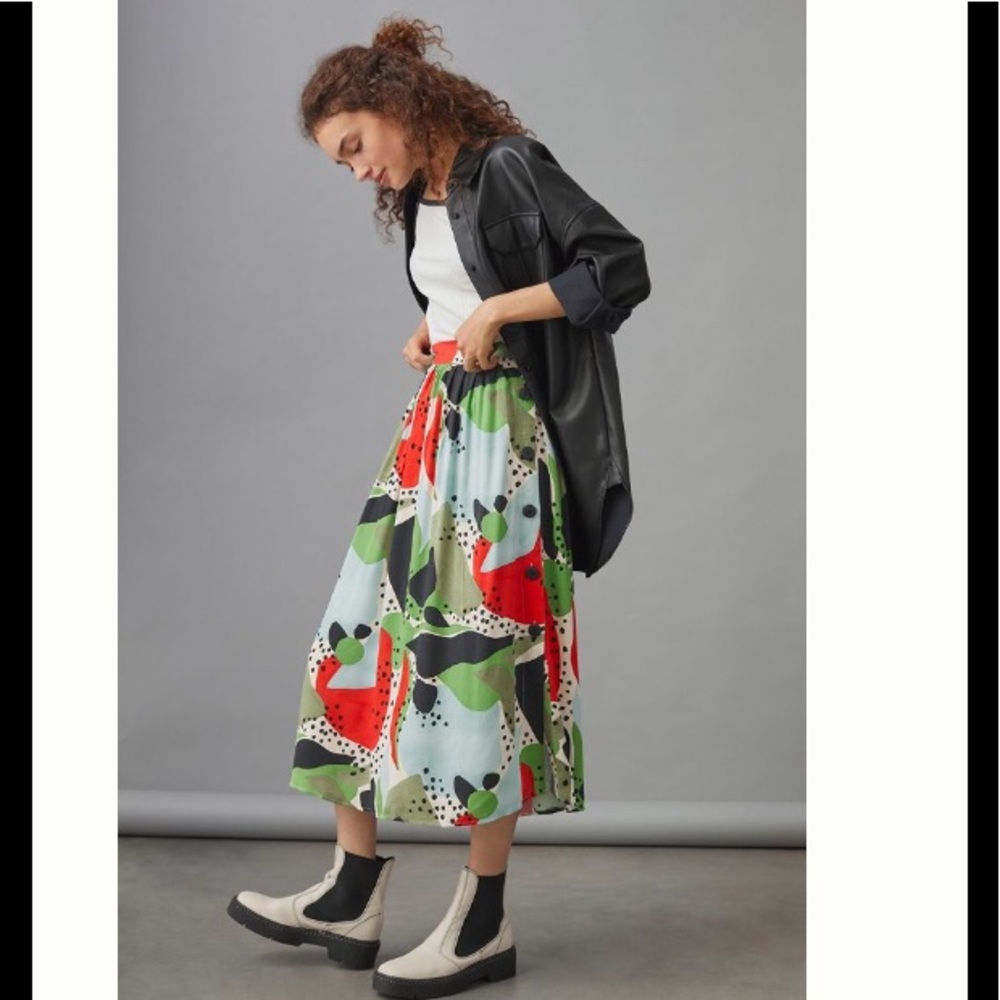 NWT Anthropologie Cory Lynn Calter Floral Skirt-XS